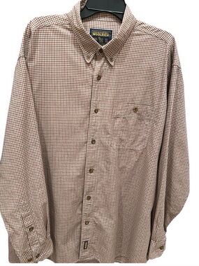 Vintage Woolrich Men's Red & White Check Button-Up Shirt